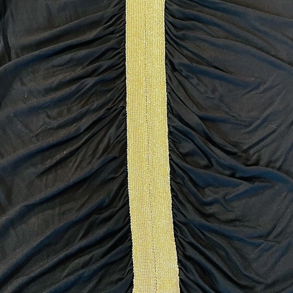 August Silk Women Size Small Black 3/4 Sleeve Gold V Neck Lightweight Stretchy - Picture 4 of 9